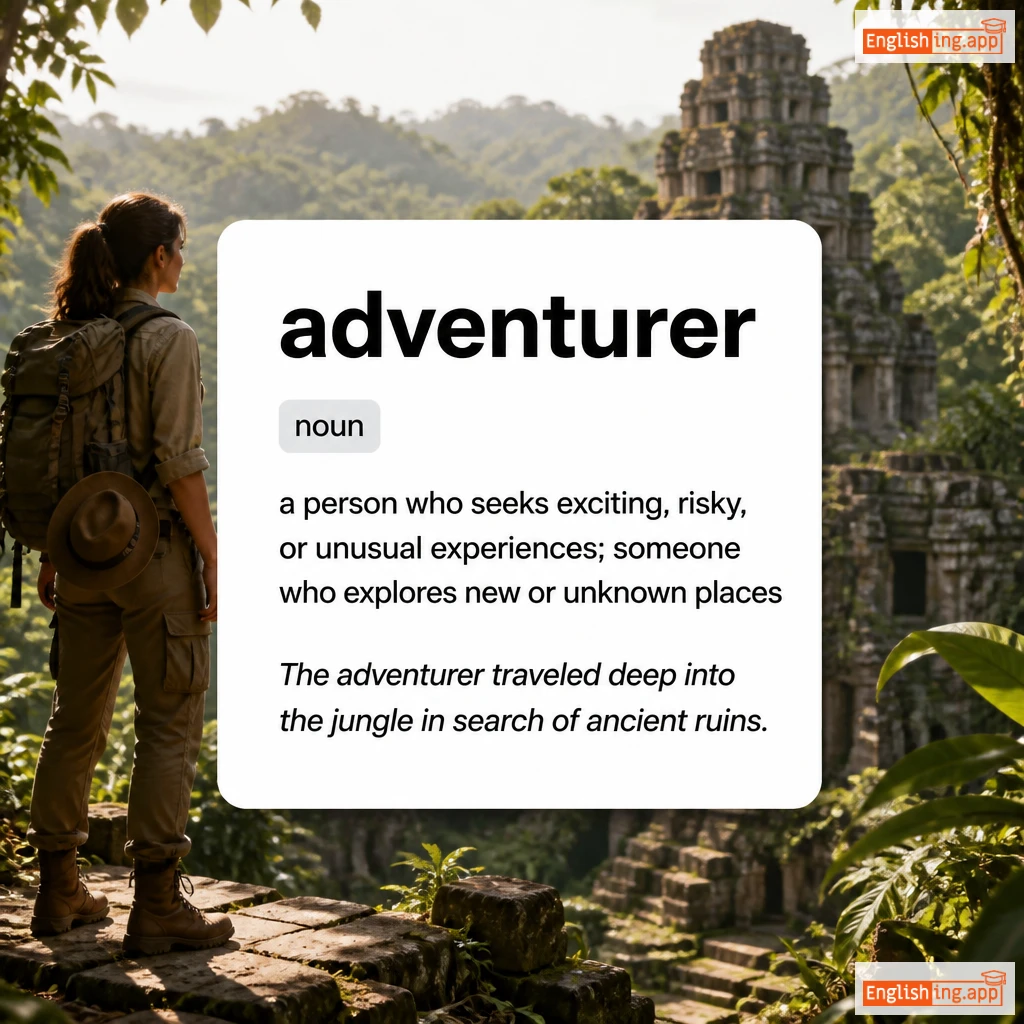 adventurer definition card — visual illustration of the meaning