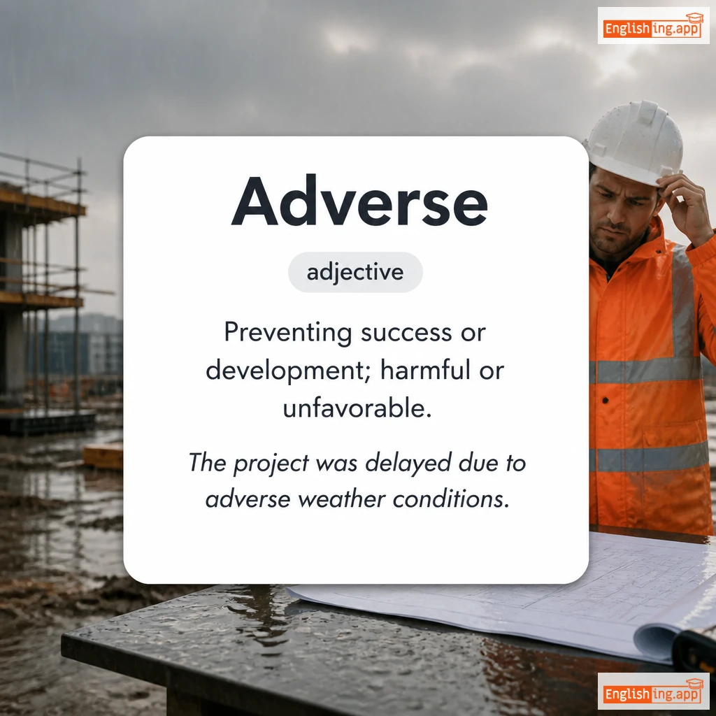 Adverse definition card — visual illustration of the meaning