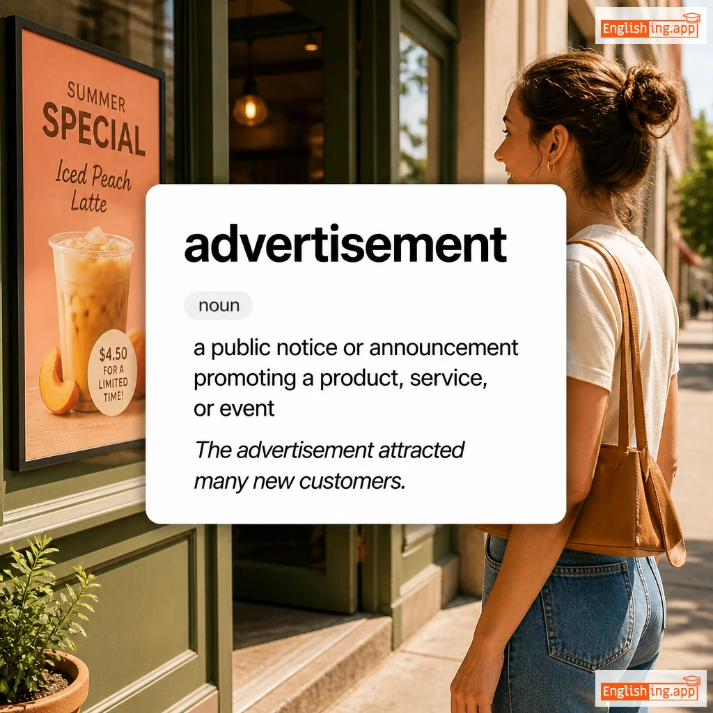 advertisement definition card — visual illustration of the meaning