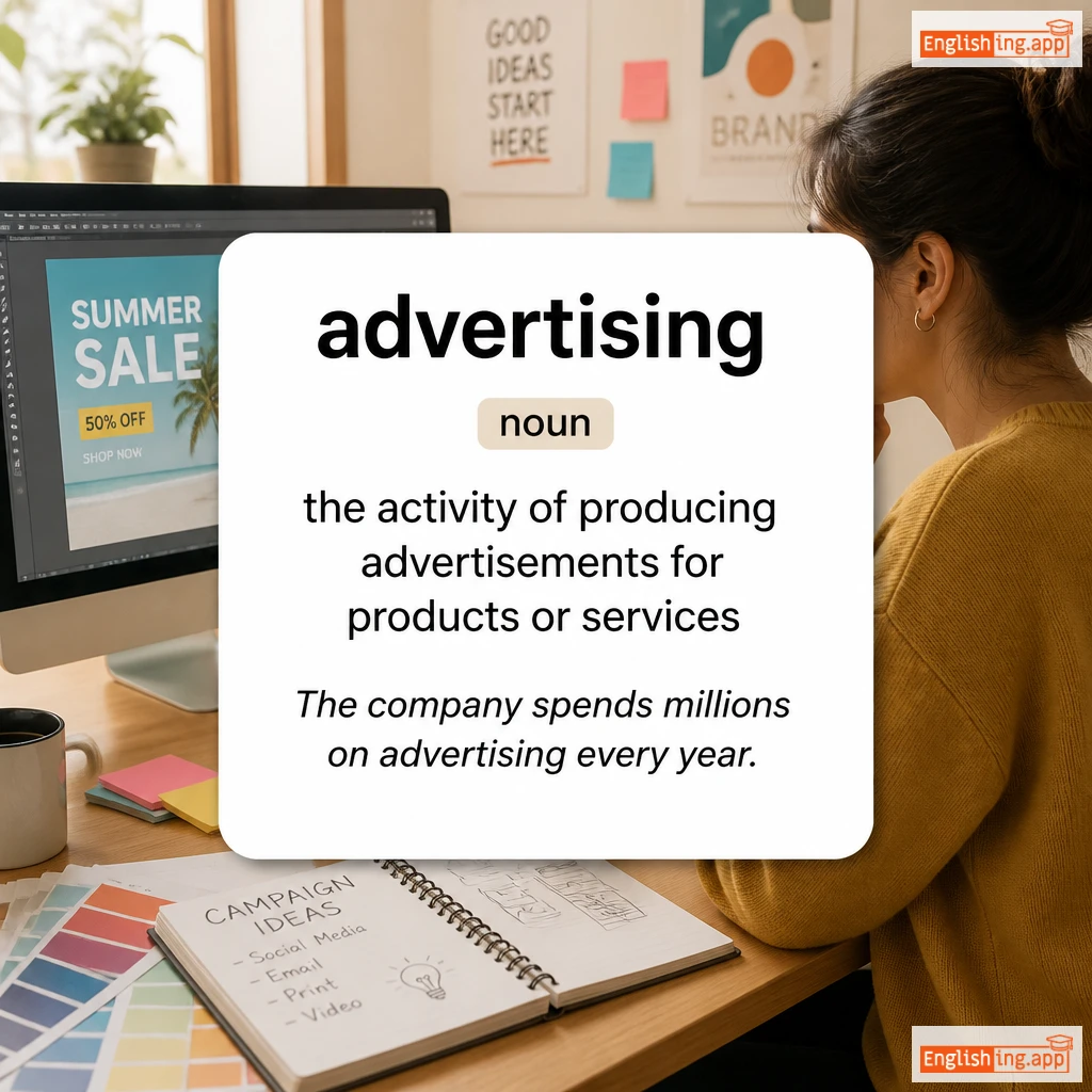 advertising definition card — visual illustration of the meaning