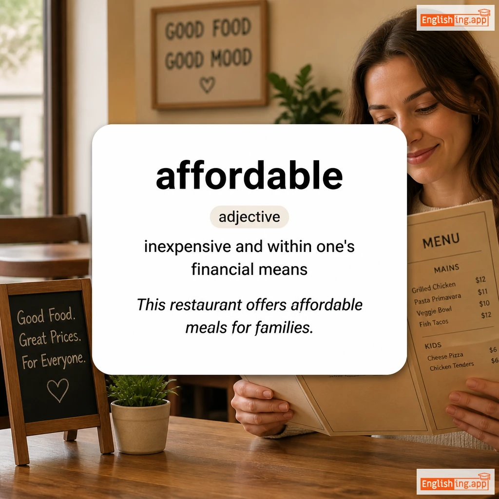 affordable definition card — visual illustration of the meaning