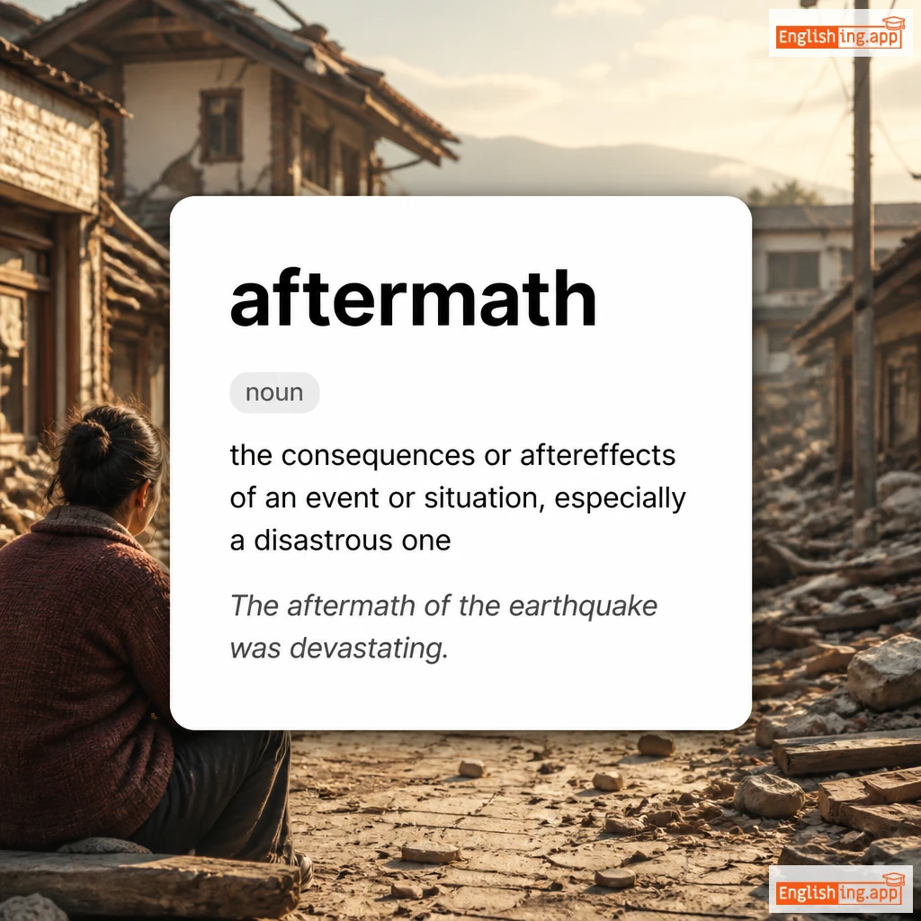 aftermath definition card — visual illustration of the meaning