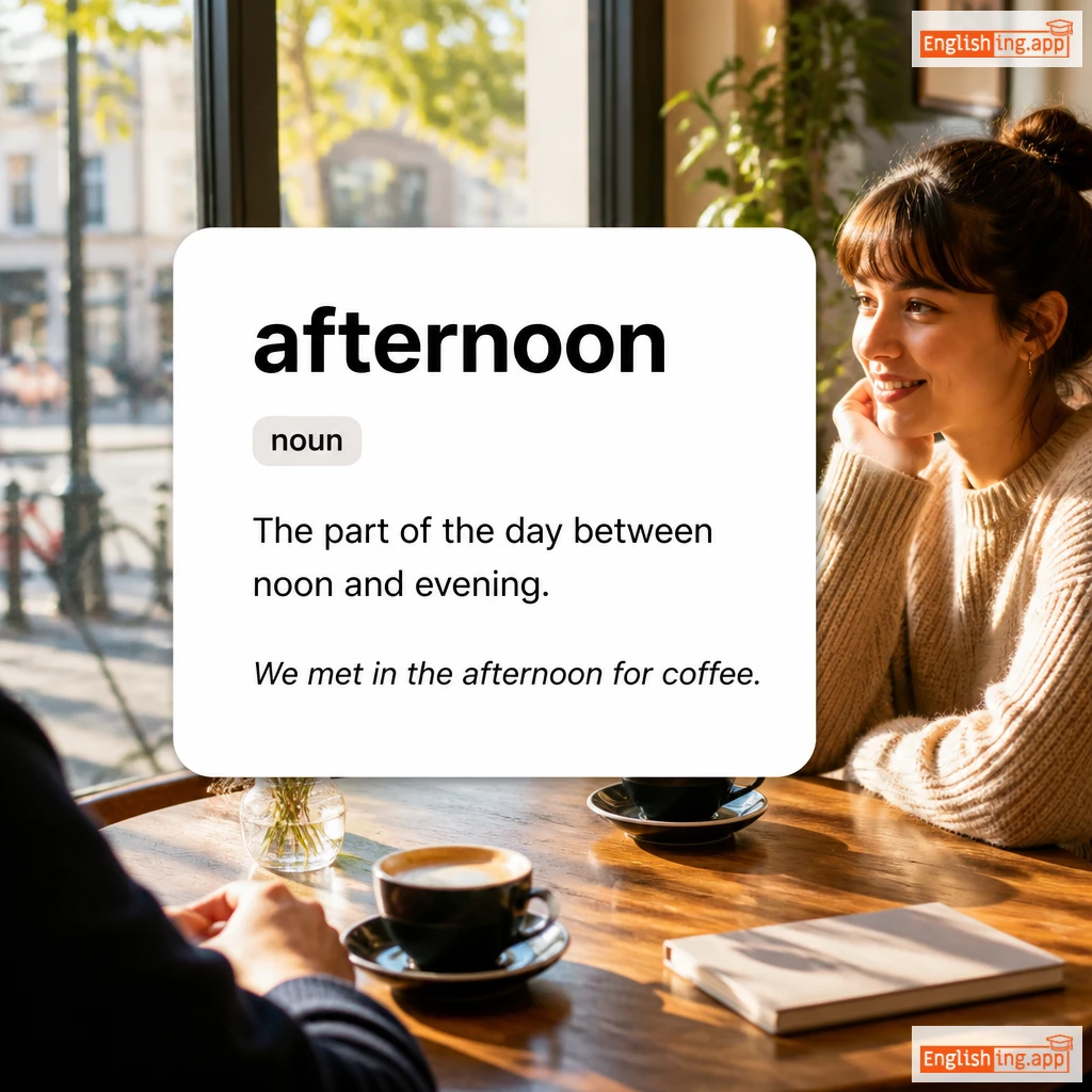 afternoon definition card — visual illustration of the meaning