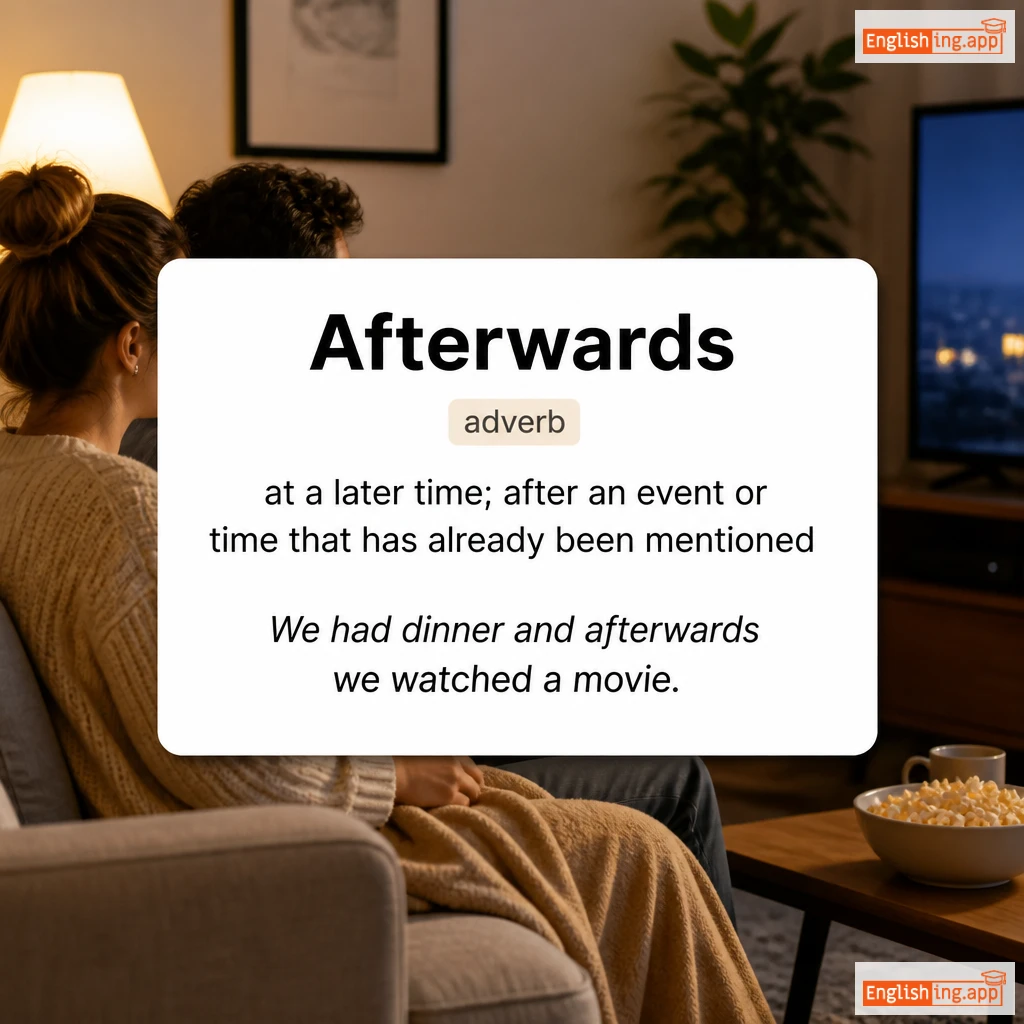 Afterwards definition card — visual illustration of the meaning