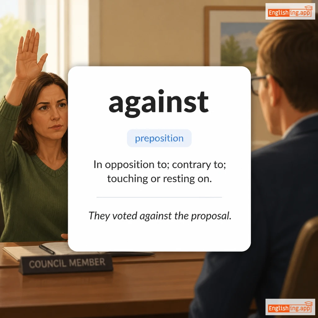 against definition card — visual illustration of the meaning