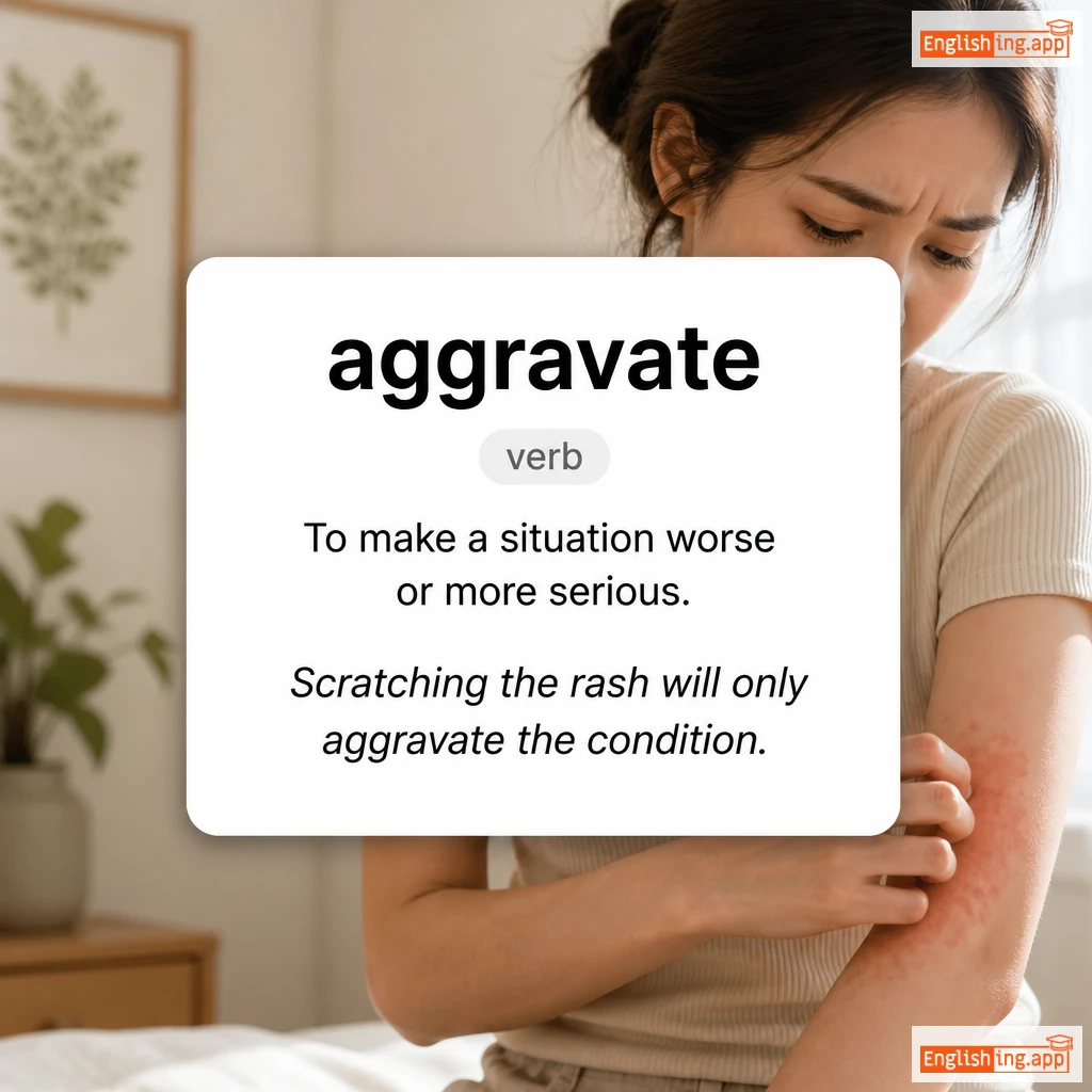 aggravate definition card — visual illustration of the meaning