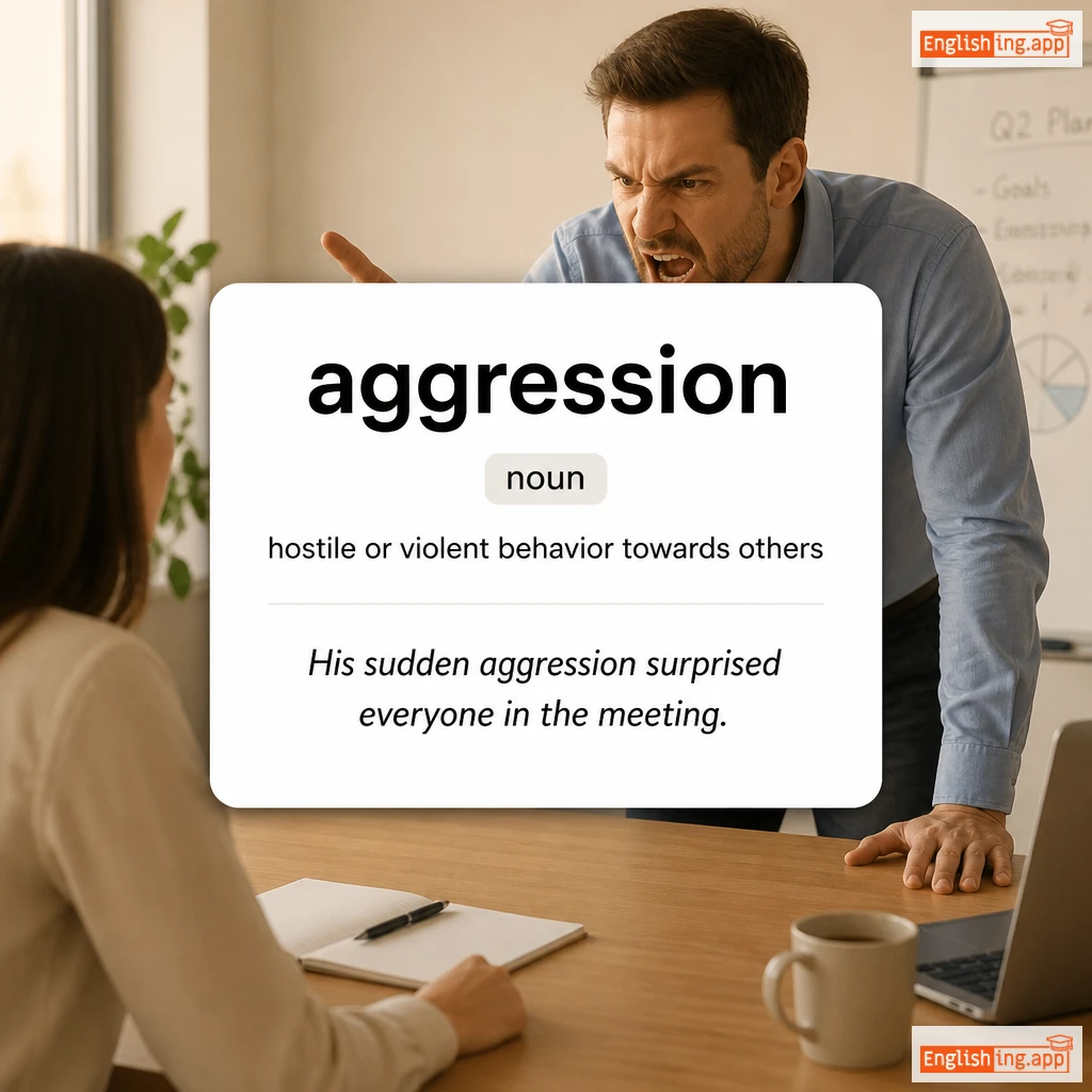 aggression definition card — visual illustration of the meaning
