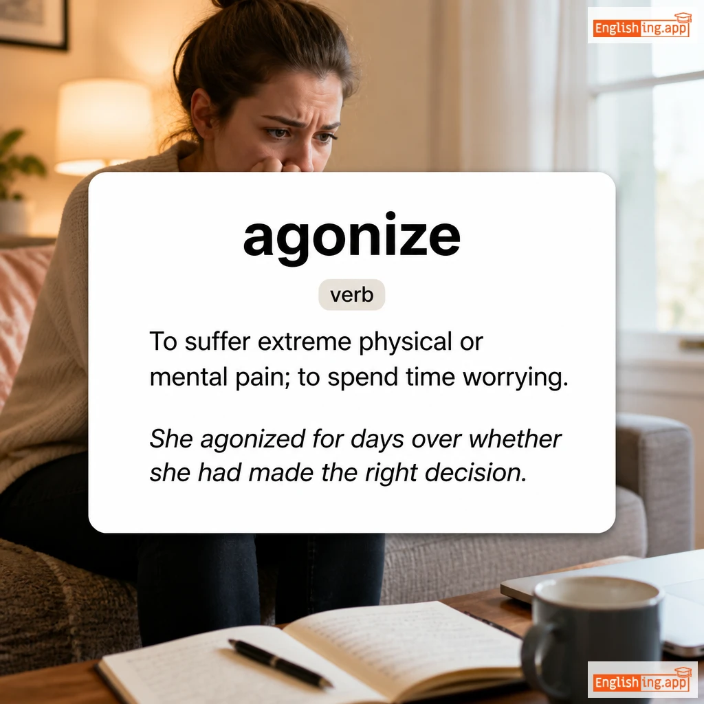 agonize definition card — visual illustration of the meaning