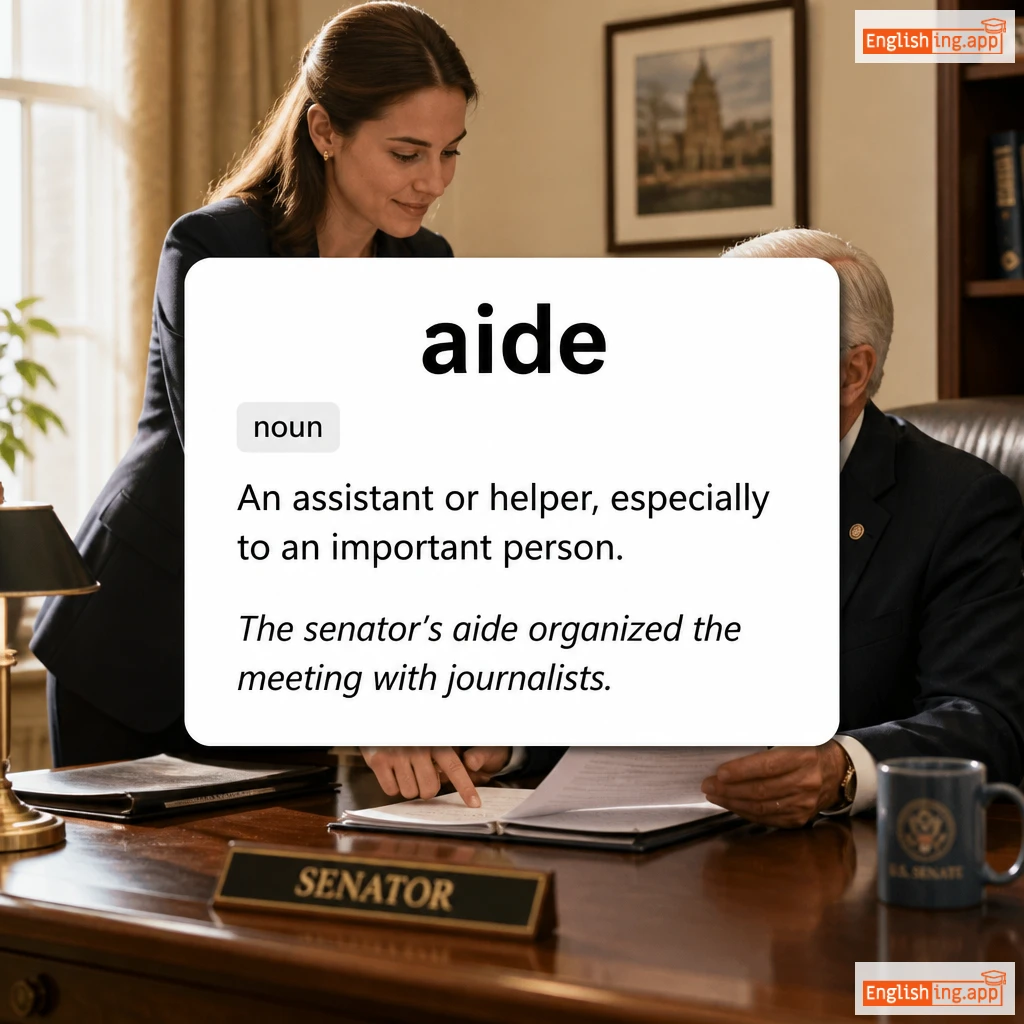 aide definition card — visual illustration of the meaning