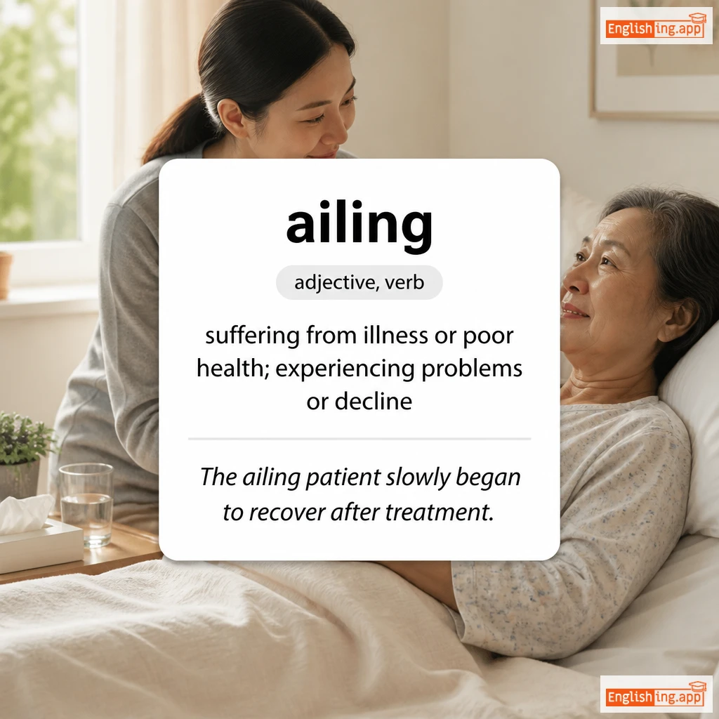 ailing definition card — visual illustration of the meaning