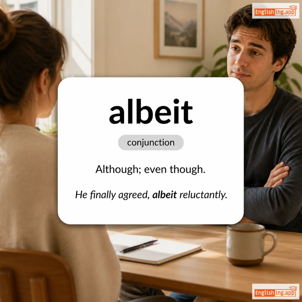 albeit definition card — visual illustration of the meaning