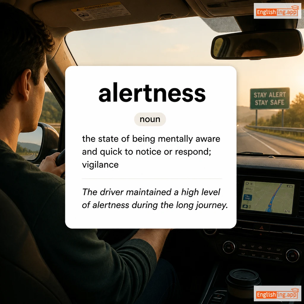 alertness definition card — visual illustration of the meaning