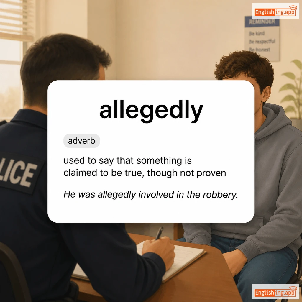 allegedly definition card — visual illustration of the meaning