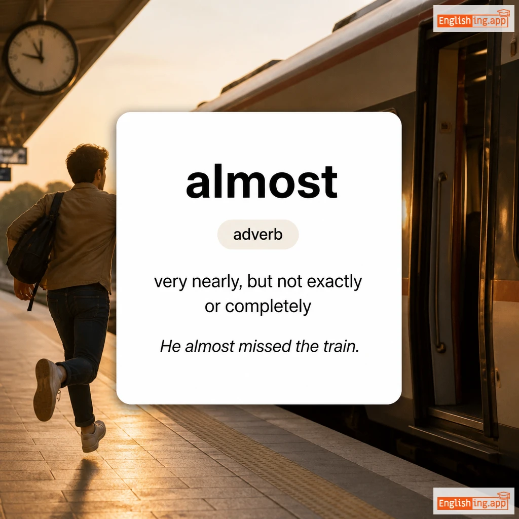 almost definition card — visual illustration of the meaning