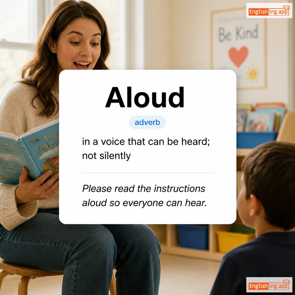 Aloud definition card — visual illustration of the meaning