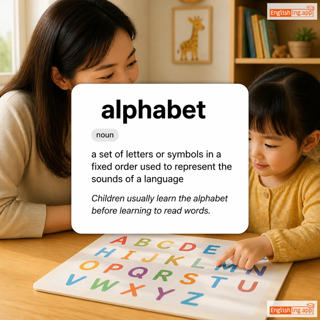 alphabet definition card — visual illustration of the meaning