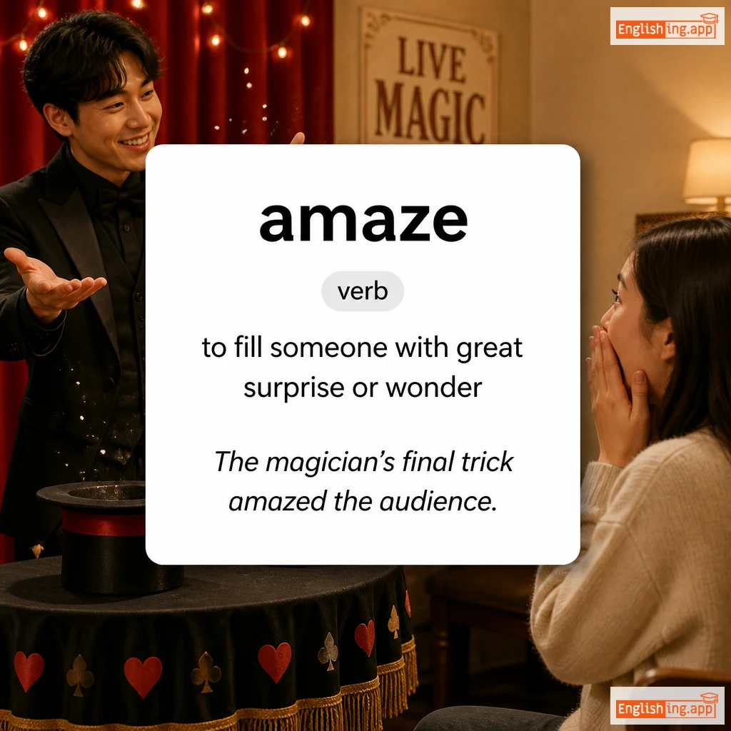 amaze definition card — visual illustration of the meaning