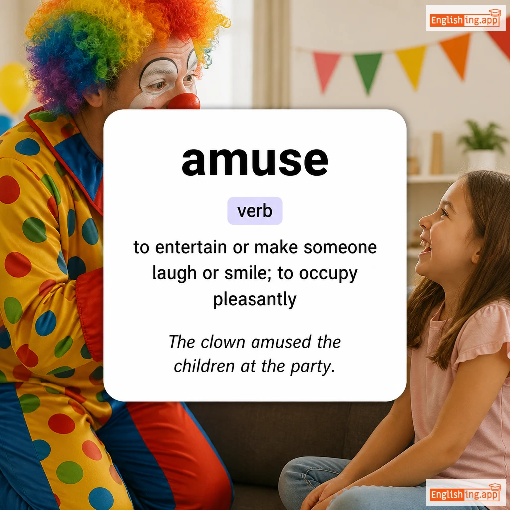 amuse definition card — visual illustration of the meaning