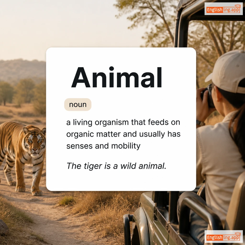Animal definition card — visual illustration of the meaning