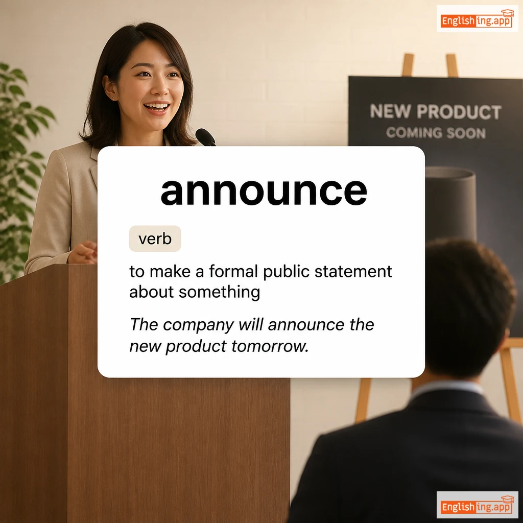 announce definition card — visual illustration of the meaning
