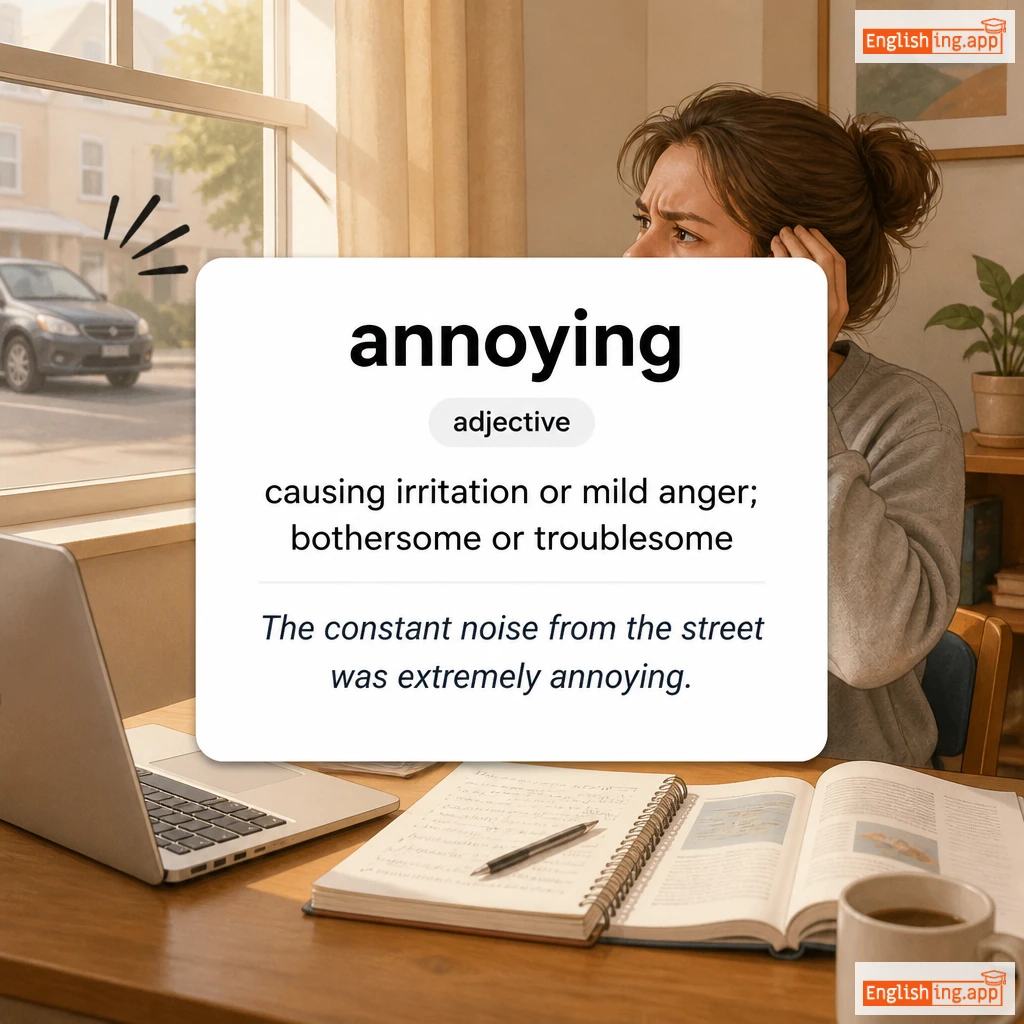 annoying definition card — visual illustration of the meaning
