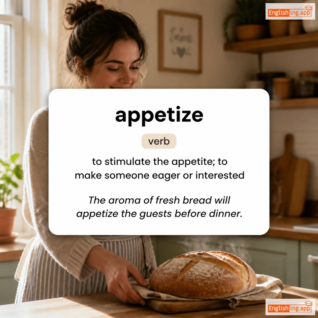 appetize definition card — visual illustration of the meaning