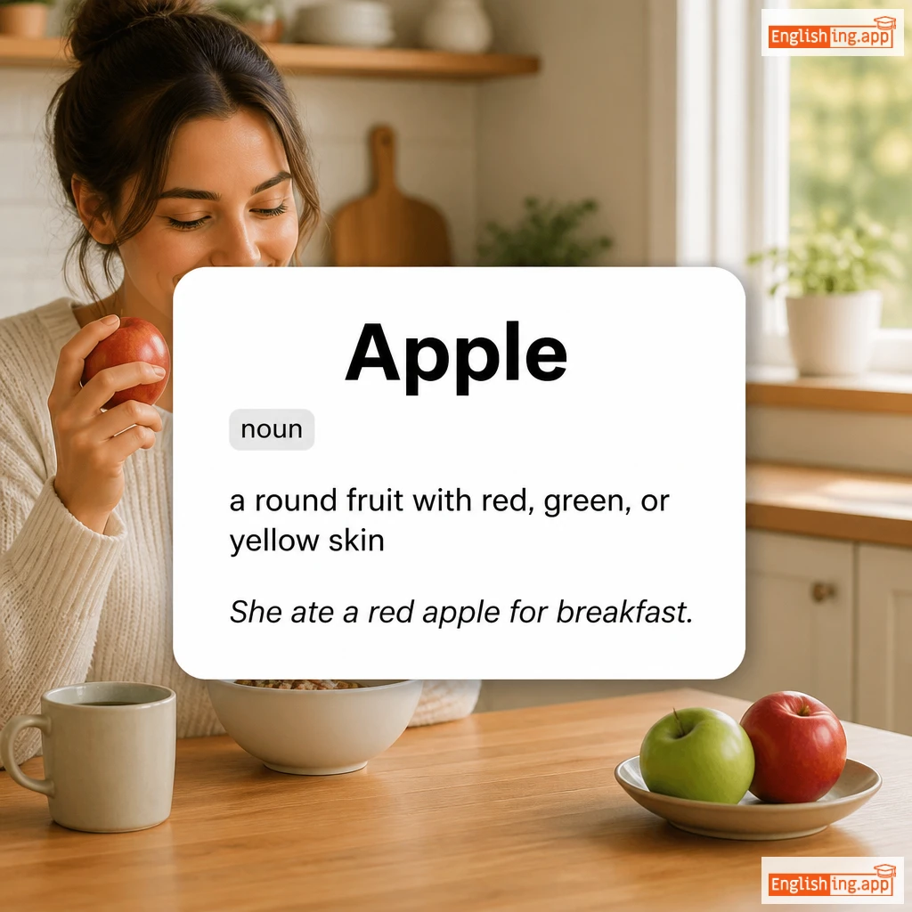Apple definition card — visual illustration of the meaning