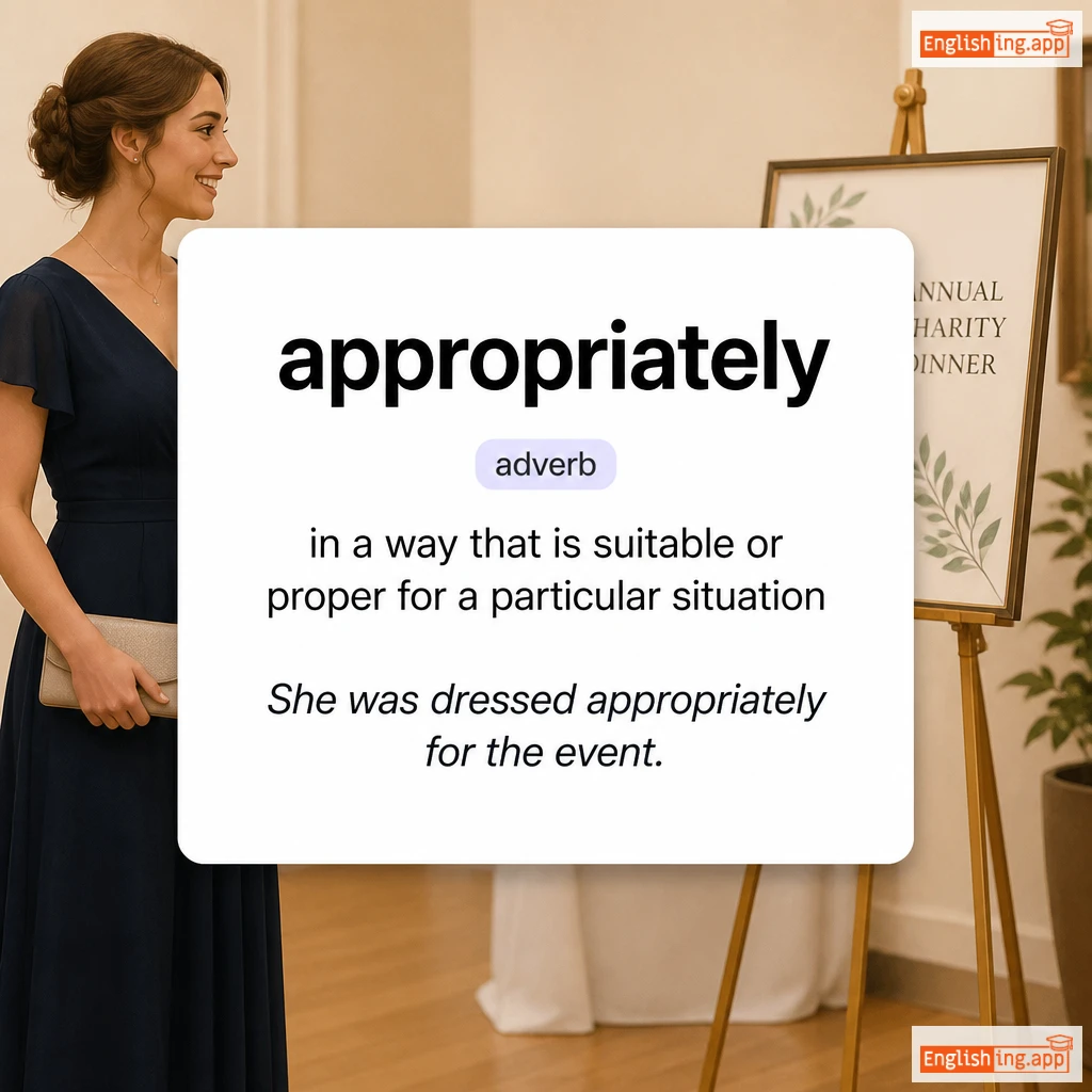appropriately definition card — visual illustration of the meaning