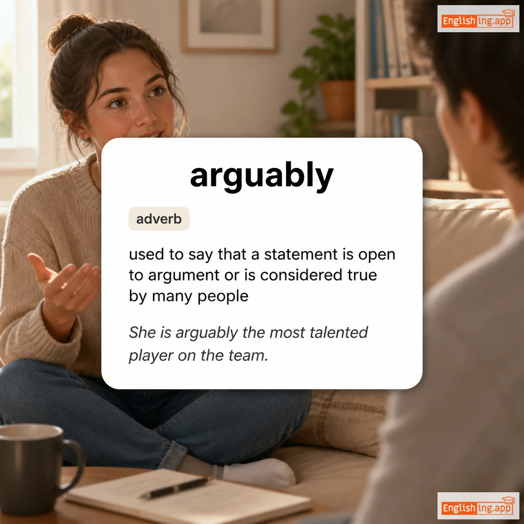 arguably definition card — visual illustration of the meaning