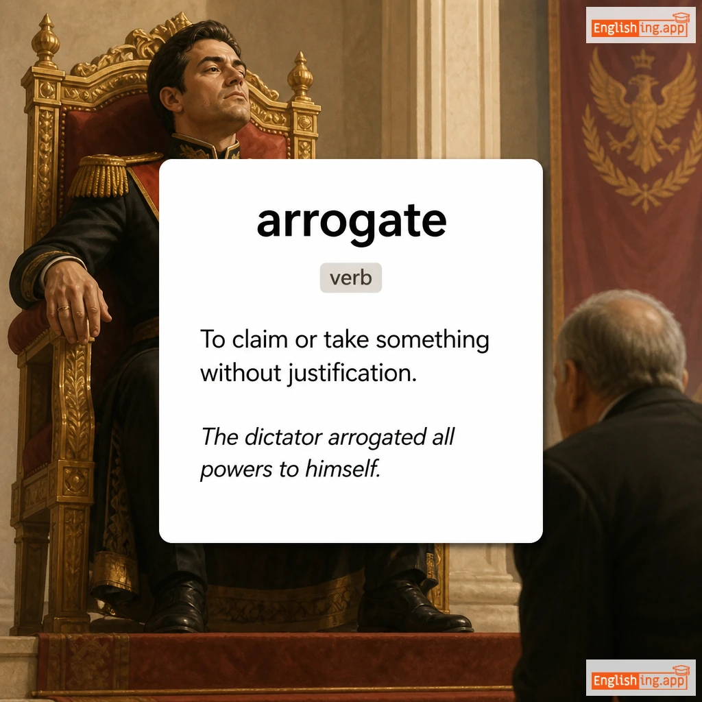 arrogate definition card — visual illustration of the meaning