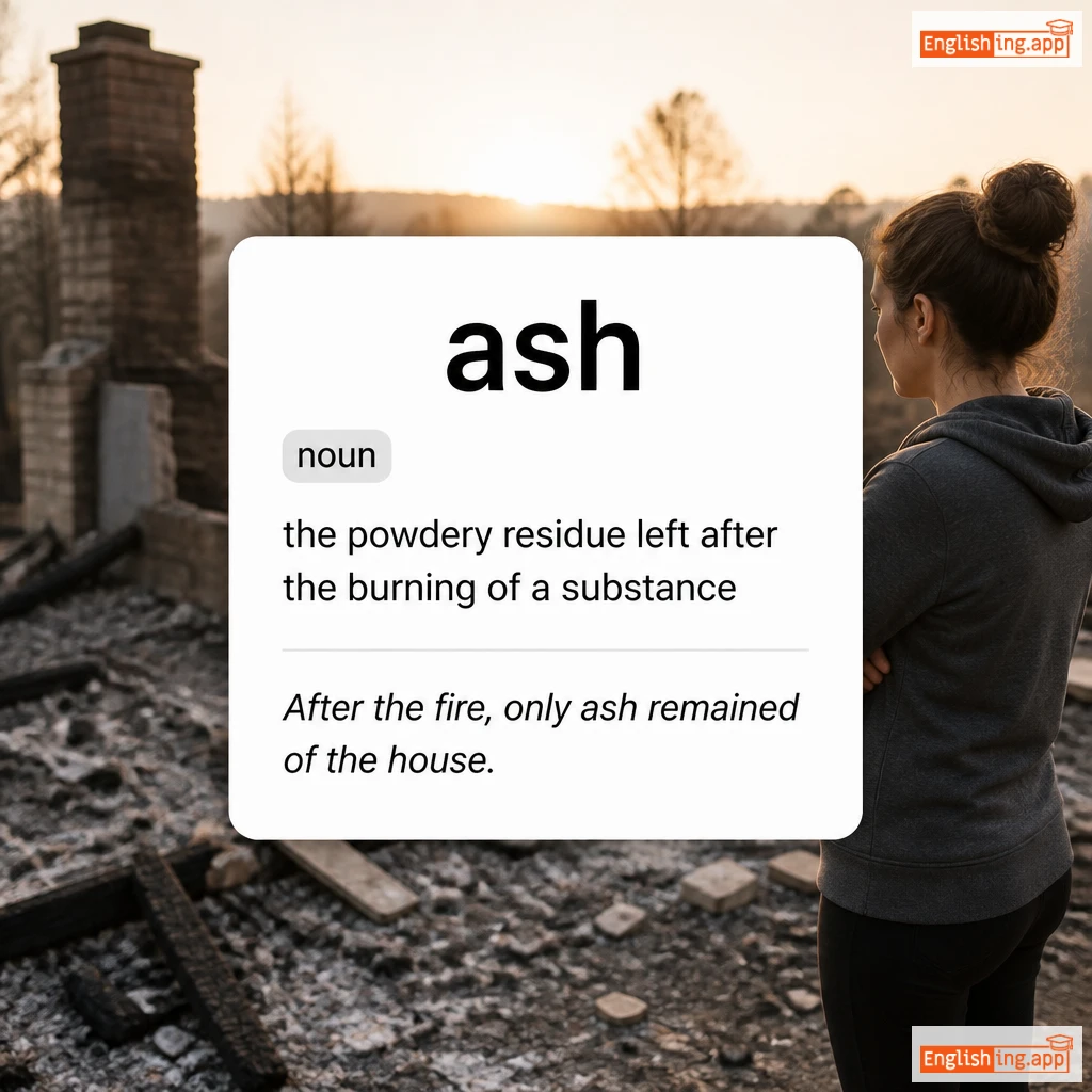 ash definition card — visual illustration of the meaning