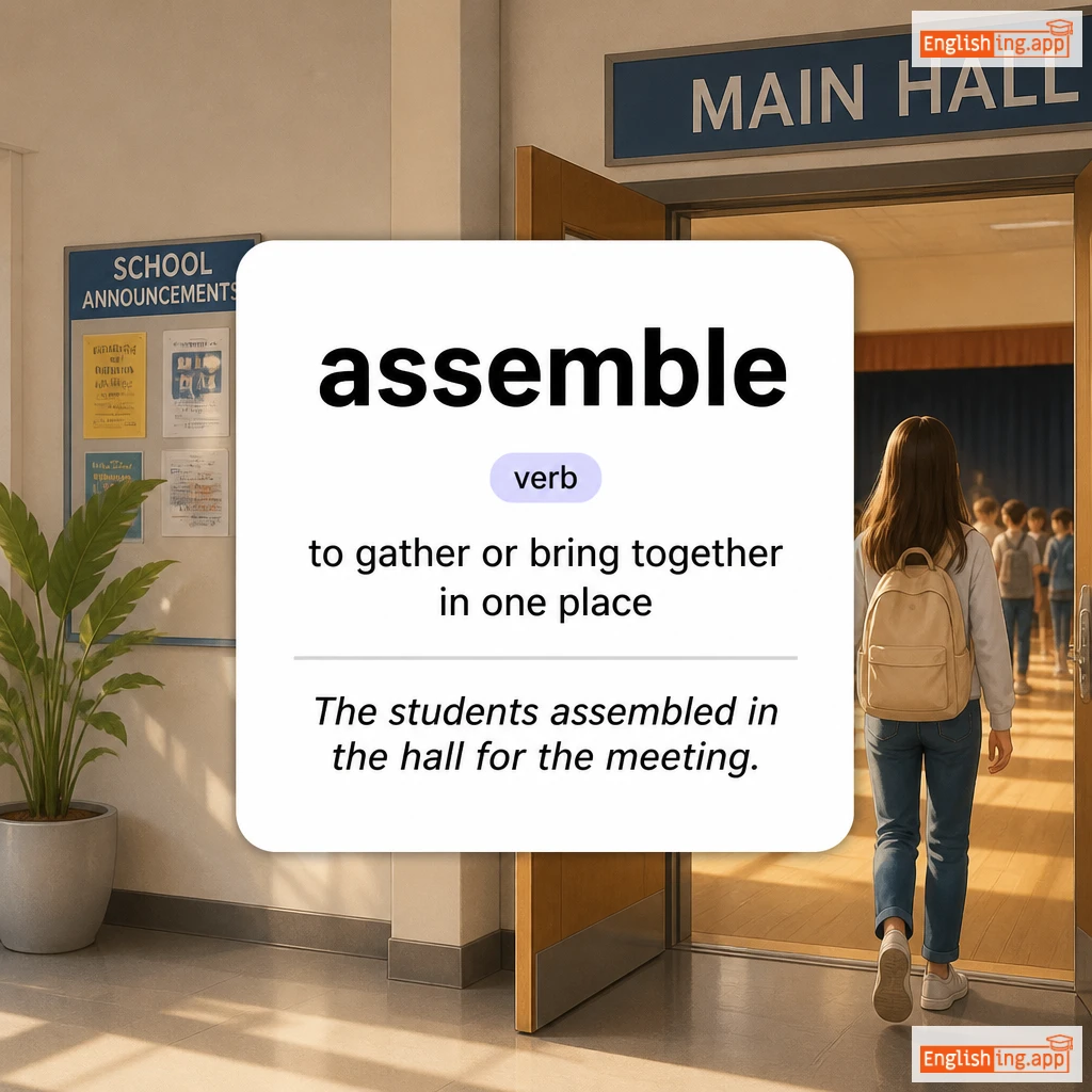 assemble definition card — visual illustration of the meaning