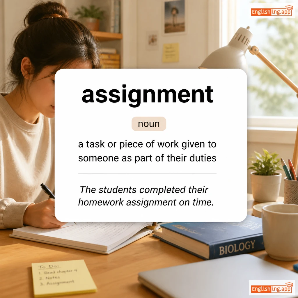 assignment definition card — visual illustration of the meaning