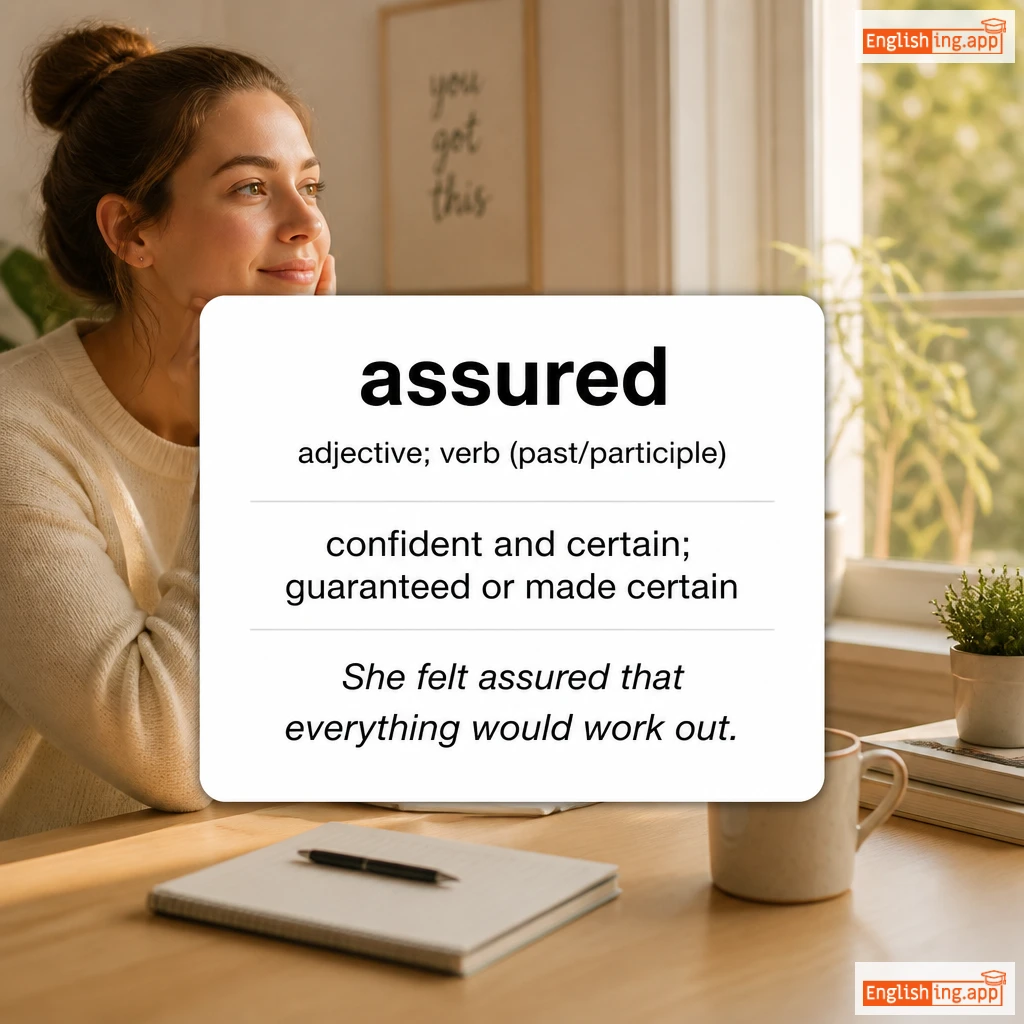 assured definition card — visual illustration of the meaning