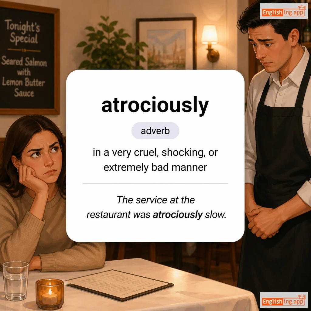 atrociously definition card — visual illustration of the meaning