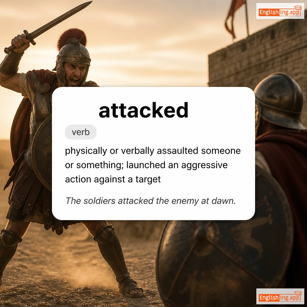 attacked definition card — visual illustration of the meaning