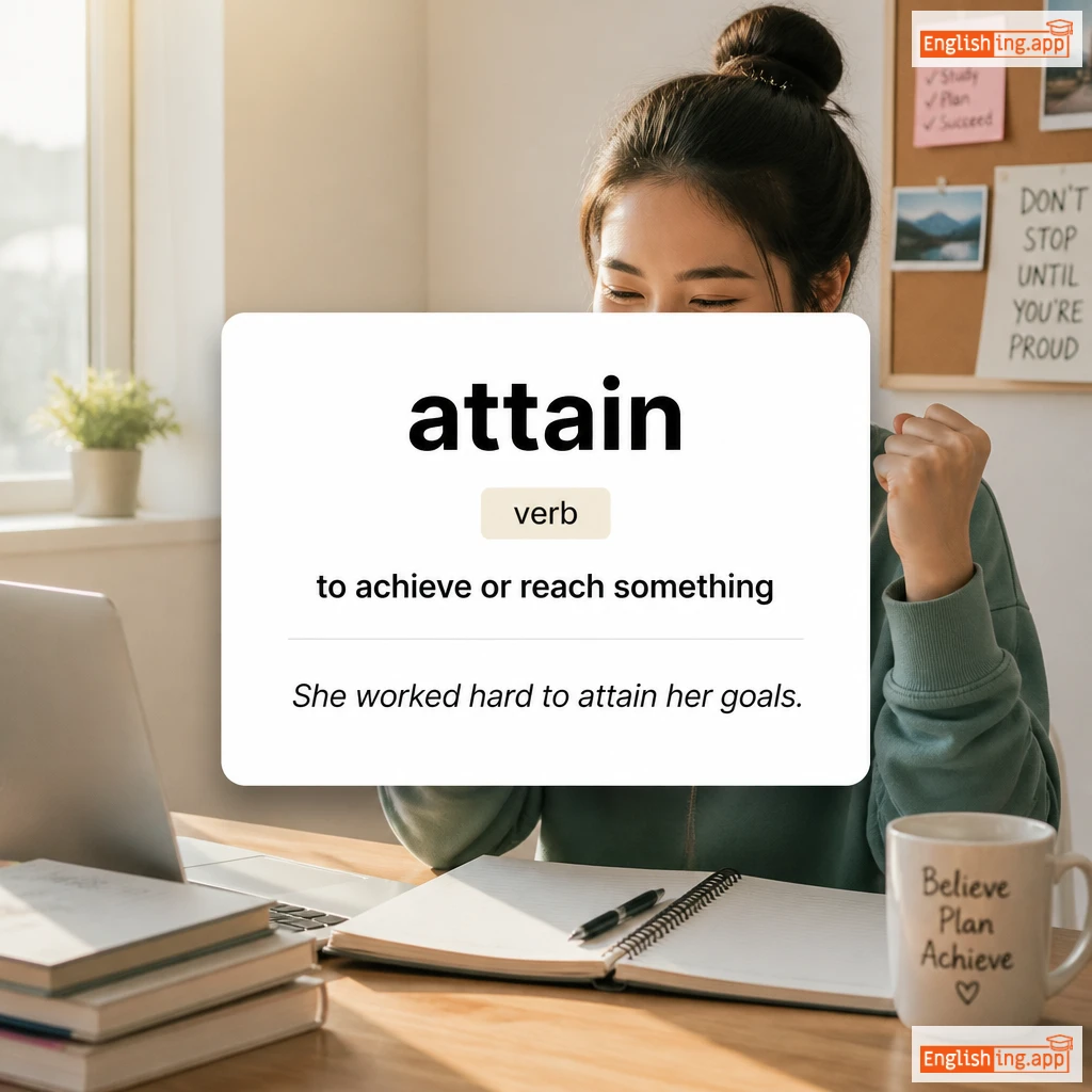 attain definition card — visual illustration of the meaning