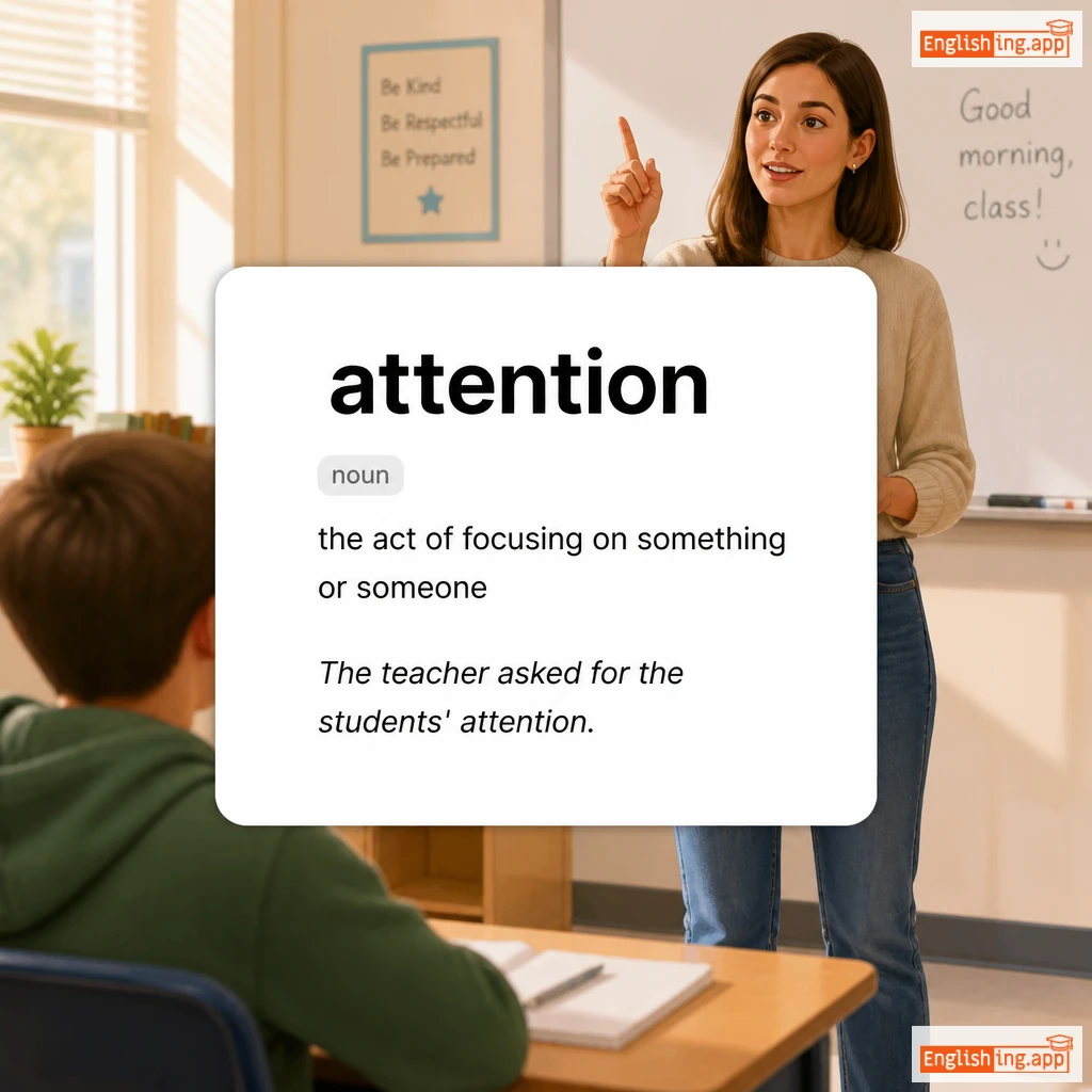 attention definition card — visual illustration of the meaning