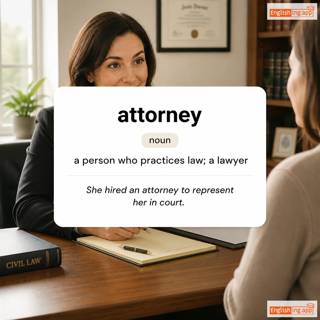 attorney definition card — visual illustration of the meaning