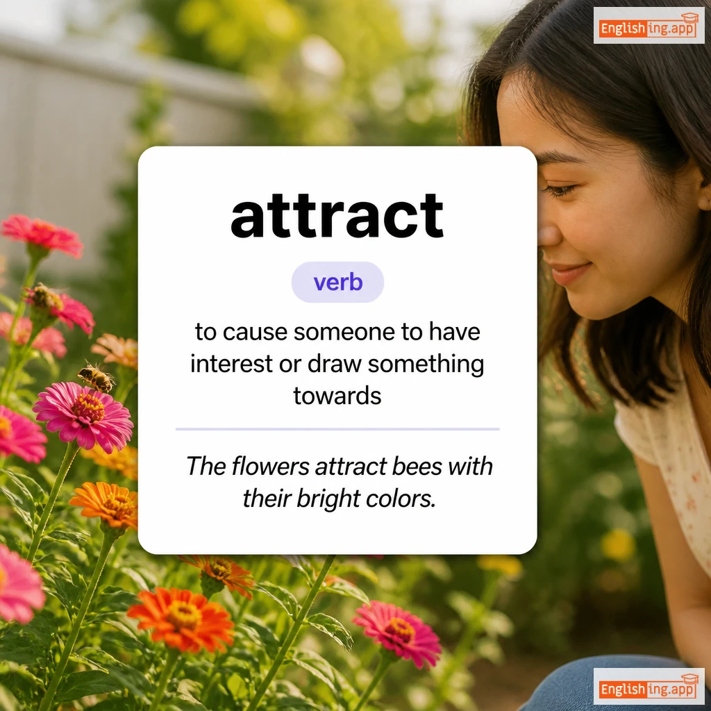 attract definition card — visual illustration of the meaning