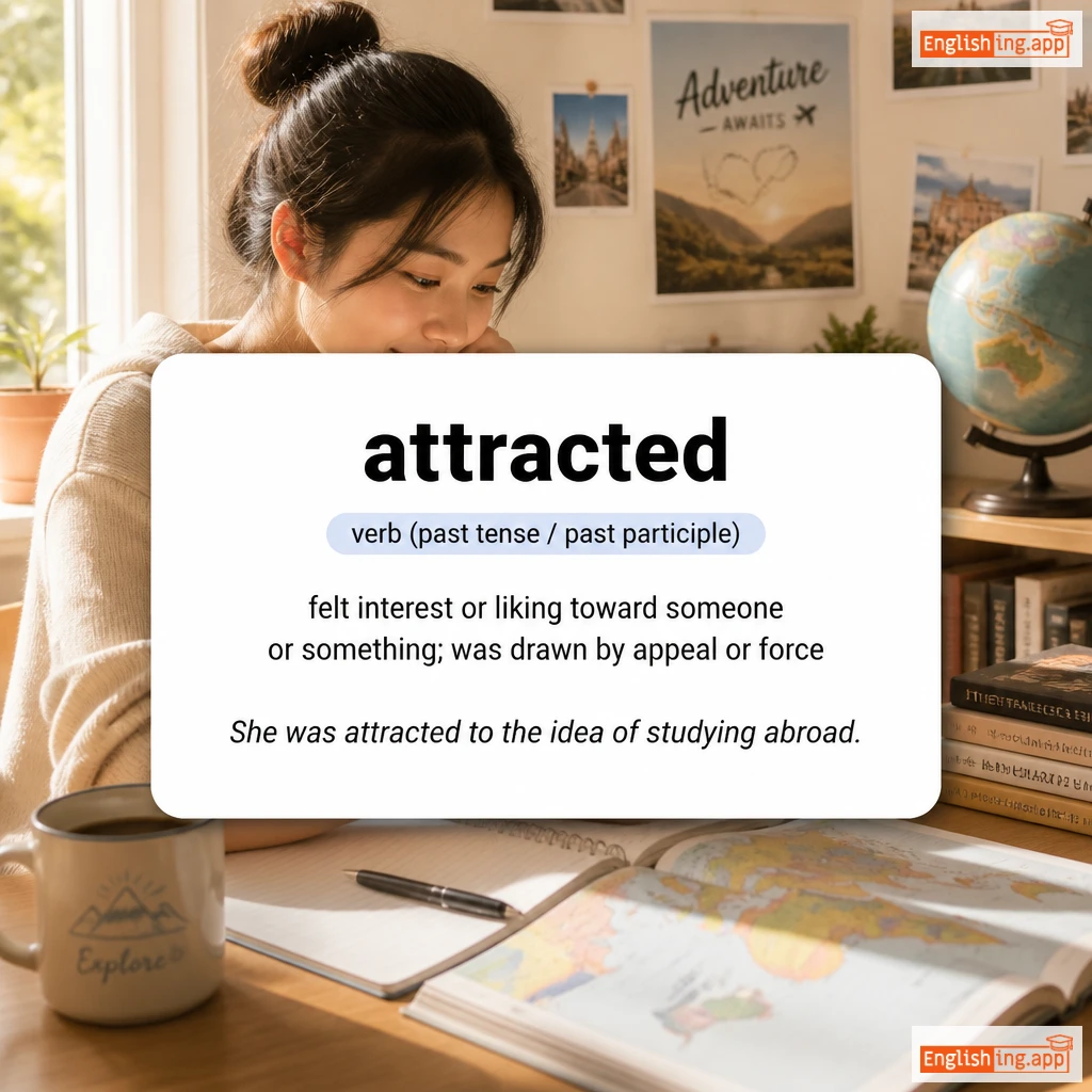 attracted definition card — visual illustration of the meaning