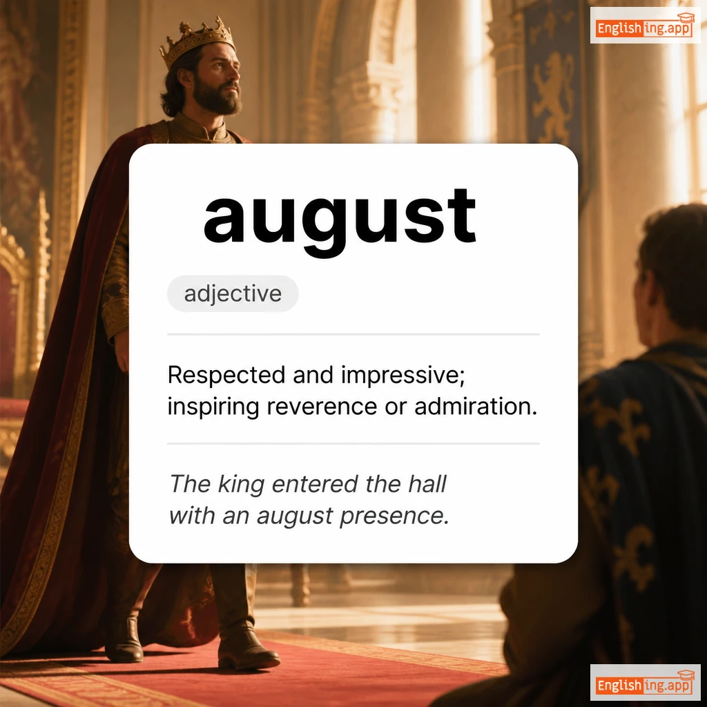 august definition card — visual illustration of the meaning