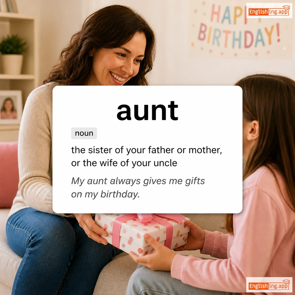 aunt definition card — visual illustration of the meaning