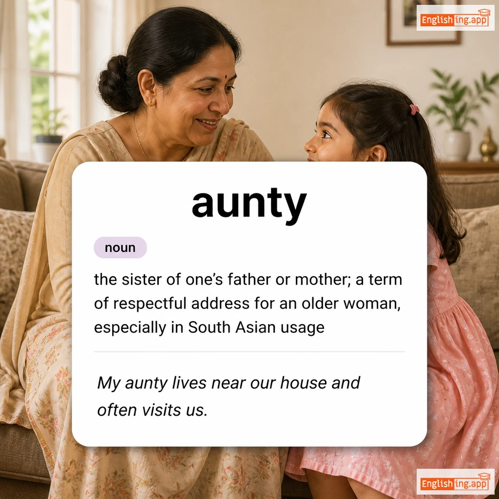 aunty definition card — visual illustration of the meaning