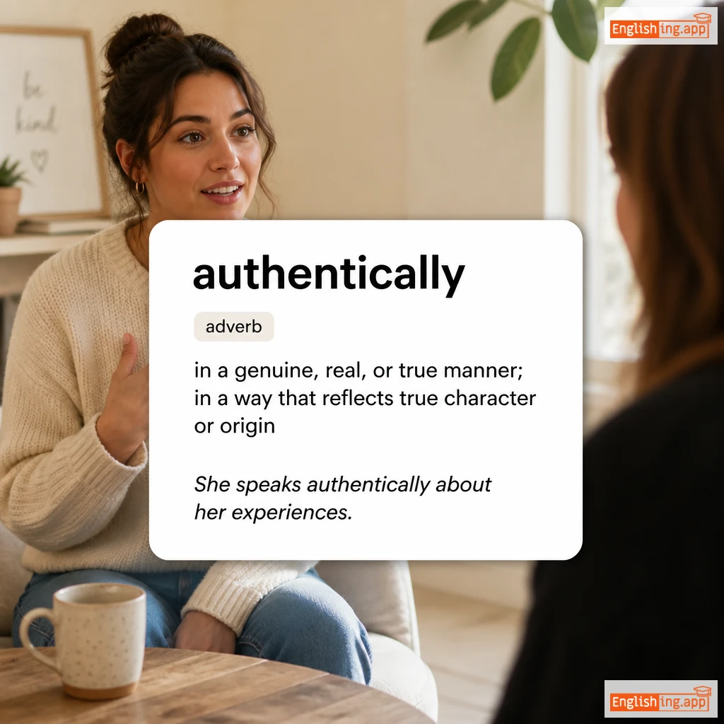 authentically definition card — visual illustration of the meaning