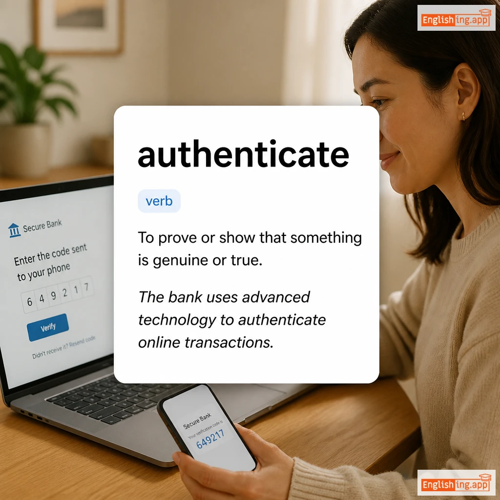 authenticate definition card — visual illustration of the meaning