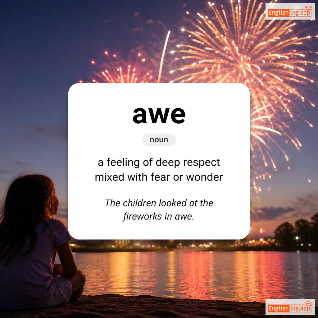 awe definition card — visual illustration of the meaning