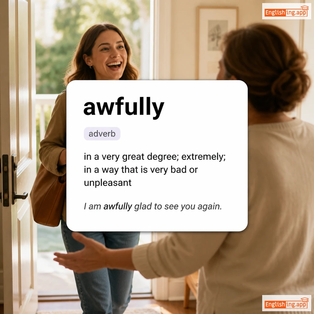 awfully definition card — visual illustration of the meaning