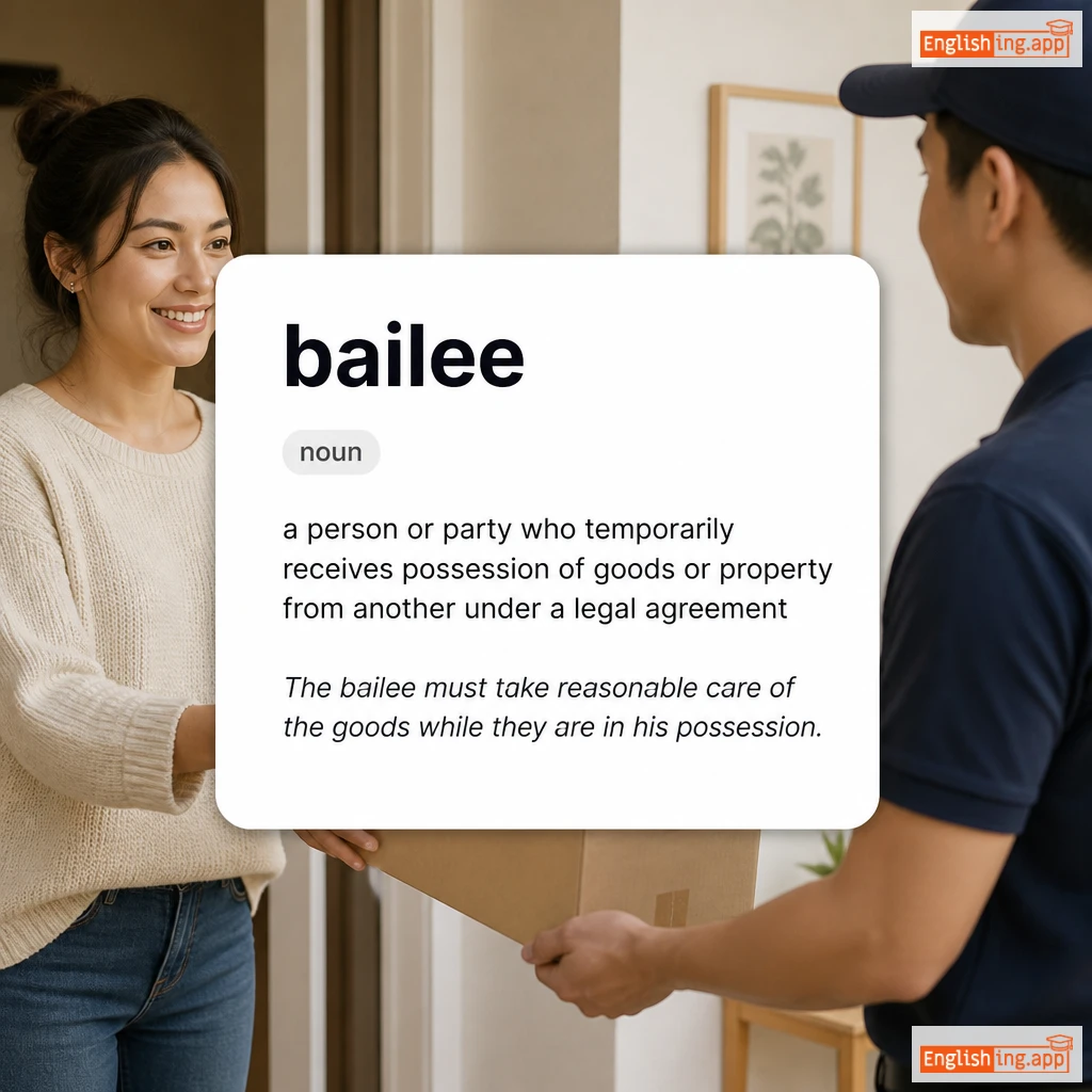 bailee definition card — visual illustration of the meaning