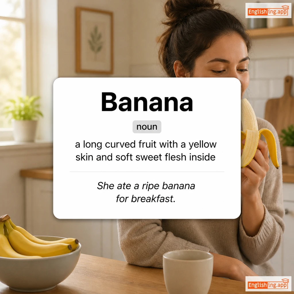 Banana definition card — visual illustration of the meaning